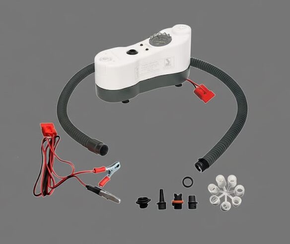 Pompka elektryczna do pływadła wędkarskiego 12V, GE BTP-2 MiMa montaż do akumulatora, szybkie pompowanie Belly Boata, akcesoria wędkarskie pompka 12V.