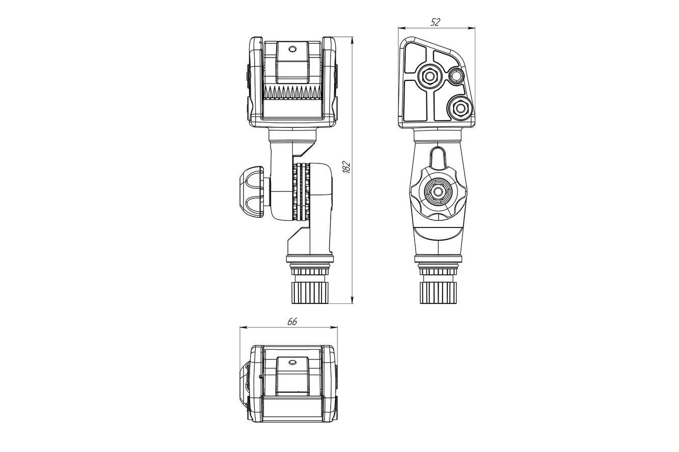 Uchwyt kotwicy Al003 do bellyboatu z regulacją kąta - rysunek techniczny